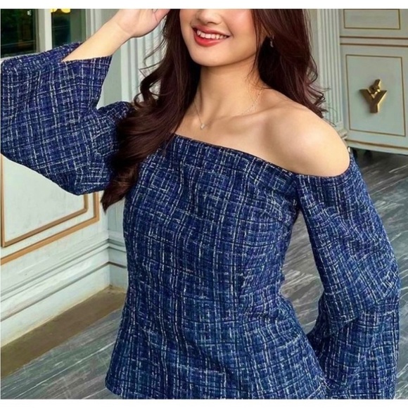 Zara Textured Off The Shoulder Top Blogger Favorite NWT Womens XS - Picture 2 of 9